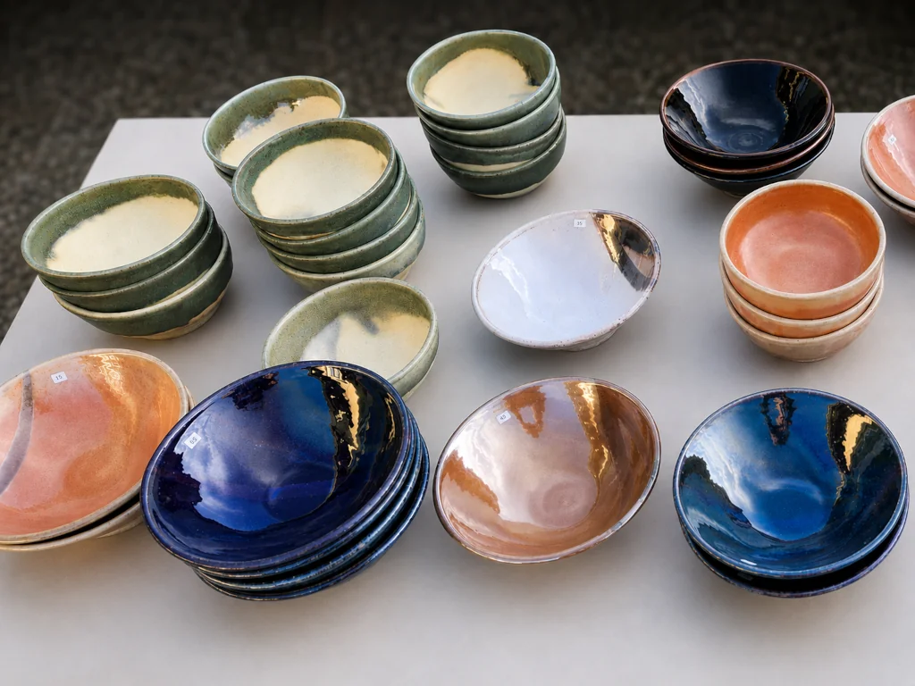 Spring show table offering of assorted bowls