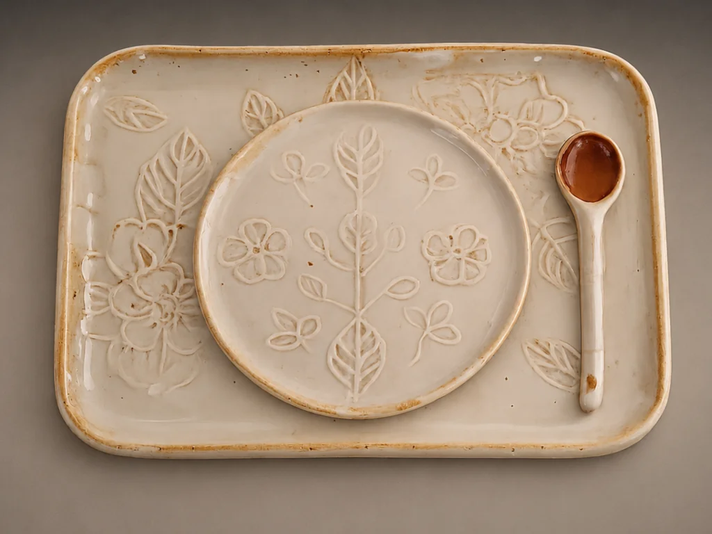 Shiho plate and spoon set