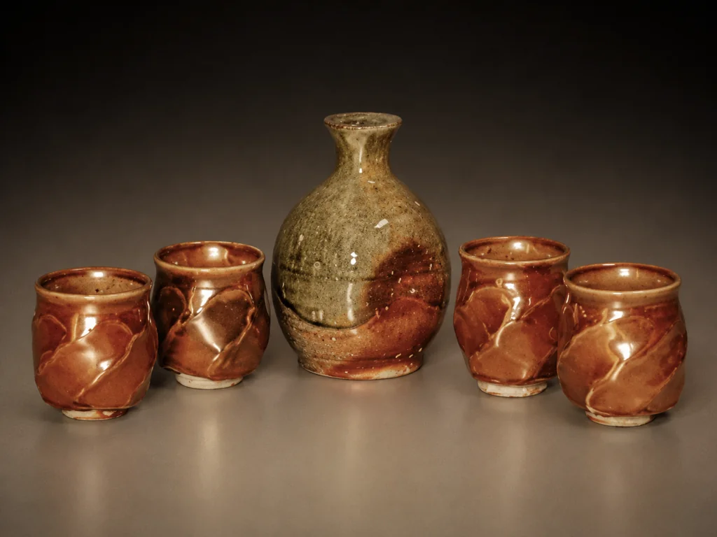 Ceramic sake set with cups