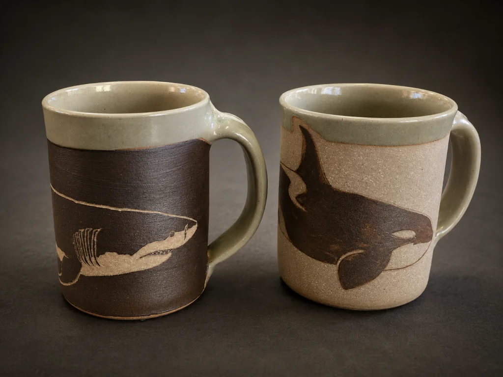 Hiroka shark and whale marine mugs