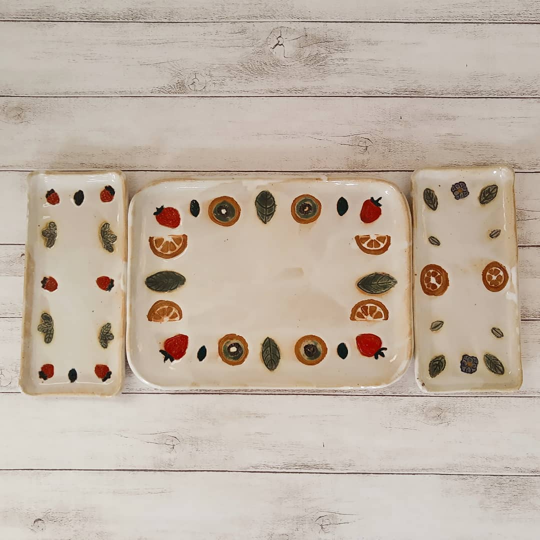 Decorated stoneware Plates