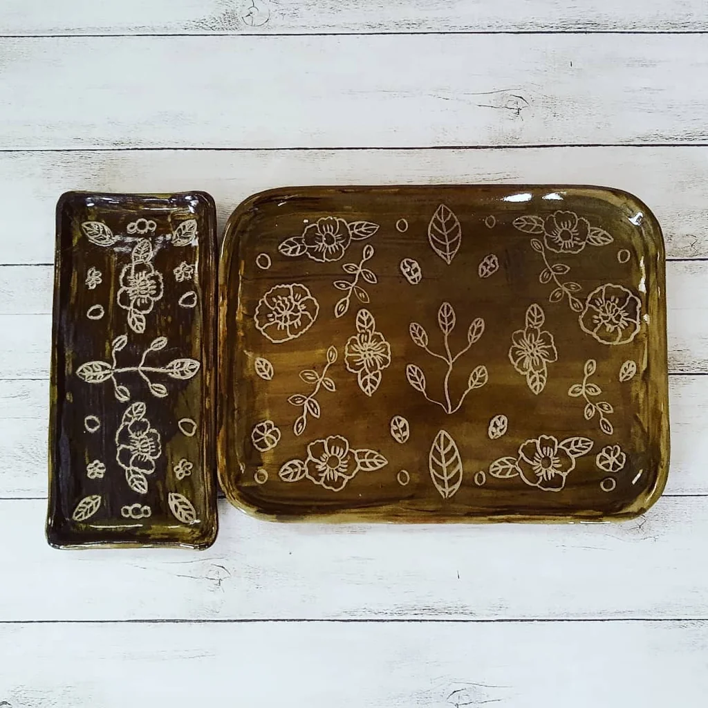 Black slip stoneware plates