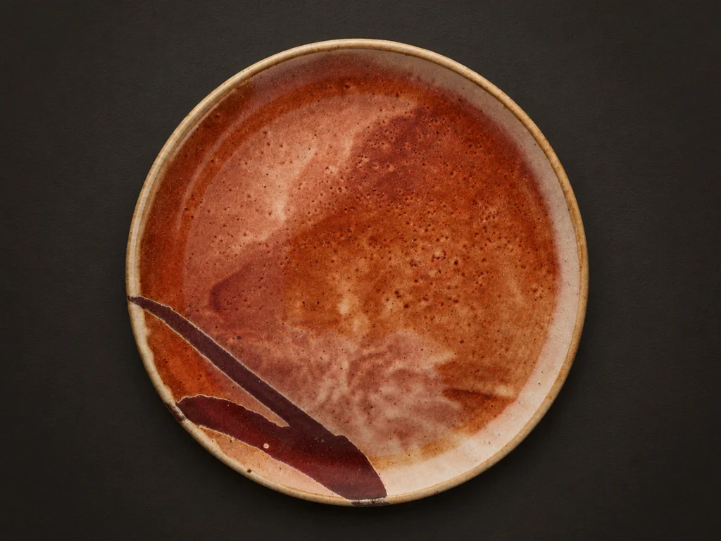 Copper beige and red stripe dinner plate