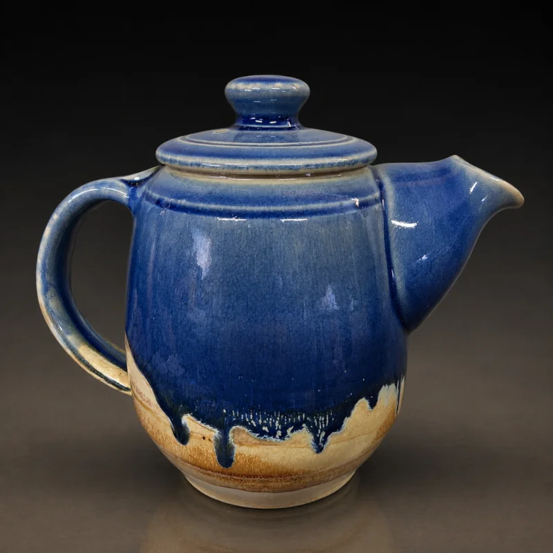 Blue sand wood-fired teapot
